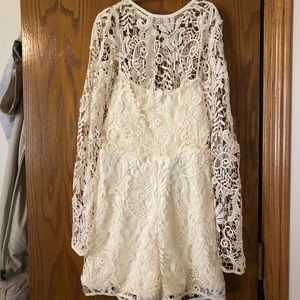 Bebe Lace long sleeve romper 00